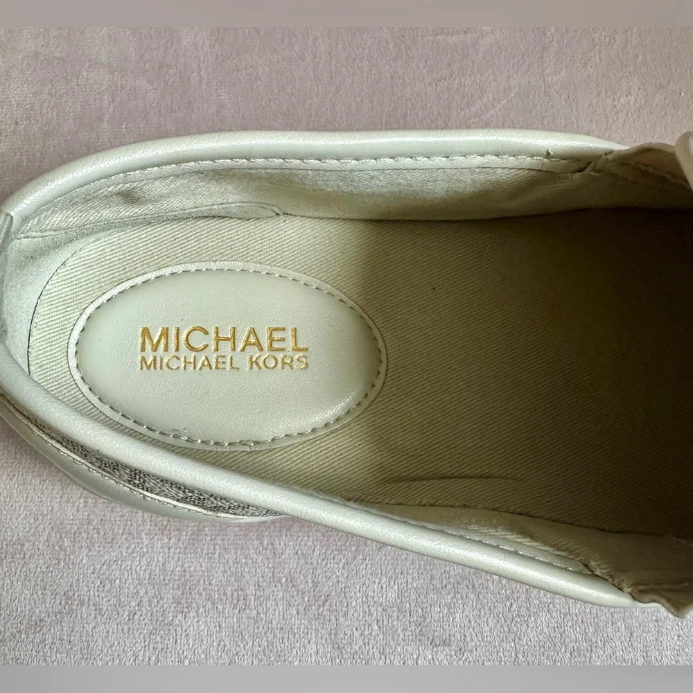 Michael Kors White/Gray MK Logo Slip-On Sneakers - Picture 4 of 4